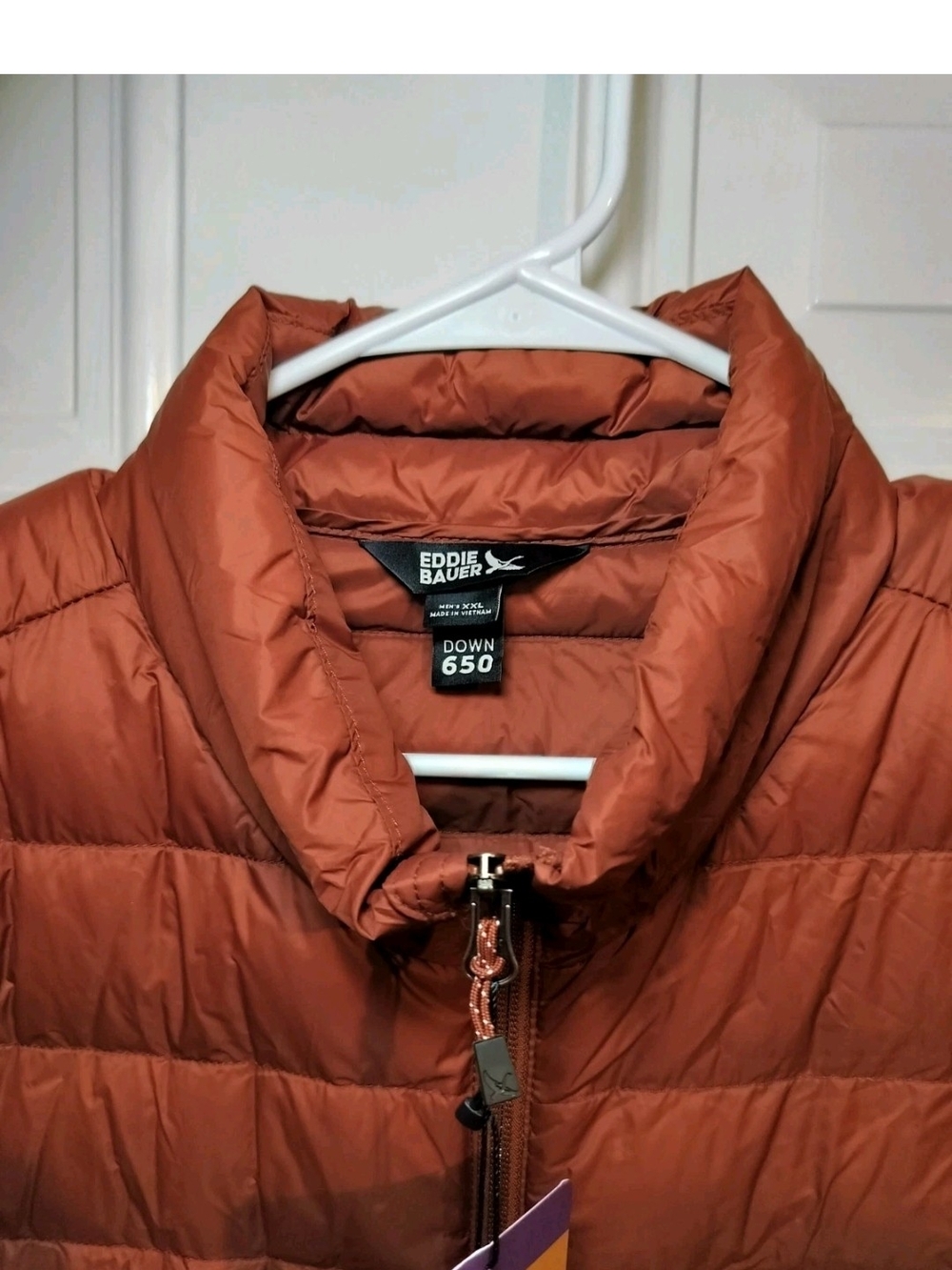 Eddie Bauer Men’s XXL Brown Packable Down Puffer Jacket 650 Fill NWT - Picture 8 of 8